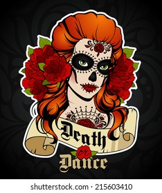 Skull girl. Party invitation.