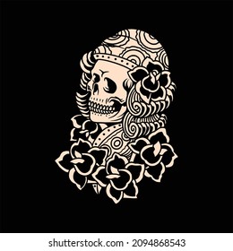 skull girl tattoo vector design