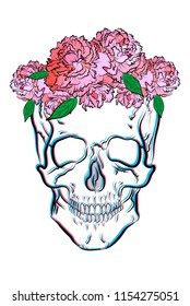 Skull girl. Vector sketch.