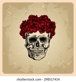 Skull girl with wreath