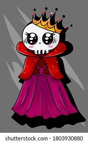 Skull girly using gold crown and red cloak