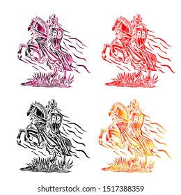 Skull Gladiator With Horse riding Raedy To Fight Artwork