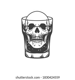 The skull and the glass. Can be used as a sketch of a tattoo.