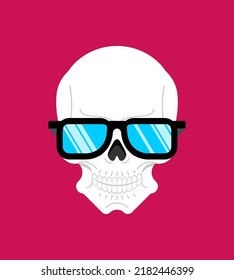 Skull with glasses. Skeleton head in sunglasses. Vector illustration