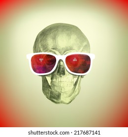 Skull with glasses. Vector