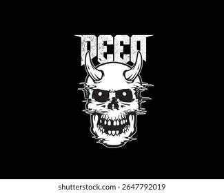 Skull Glitch Deep creepy illustration