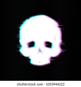 Skull in glitch style. Vector illustration design.