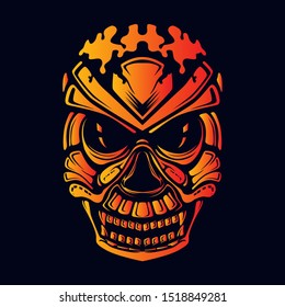skull glow color artwork illustration 