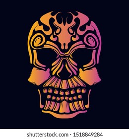 skull glow color artwork illustration 