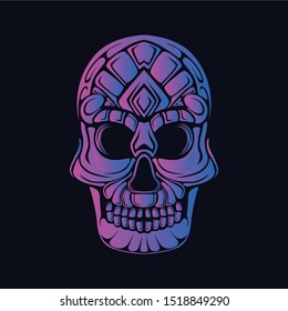 skull glow color artwork illustration 