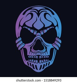 skull glow color artwork illustration 