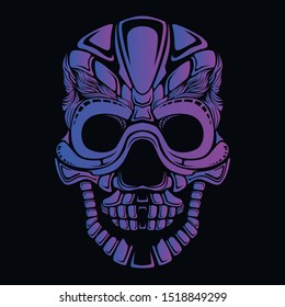 skull glow color artwork illustration 