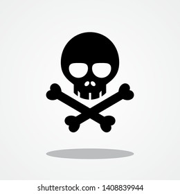 Skull Glyph Icon with Gray Shadow