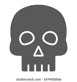 Skull glyph icon, halloween and horror, bones sign, vector graphics, a solid pattern on a white background, eps 10.
