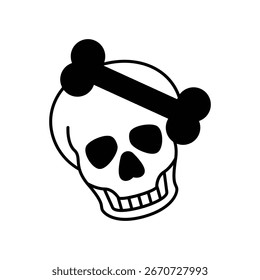 Icono de glifo de cráneo con fondo blanco Vector Ilustración de stock