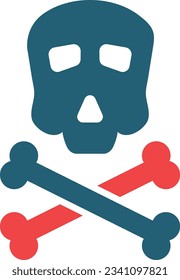 Skull Glyph Two Color Icon For Personal And Commercial Use.
