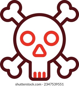 Skull Glyph Two Color Icon For Personal And Commercial Use.
