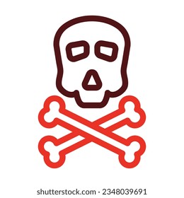 Skull Glyph Two Color Icon For Personal And Commercial Use.
