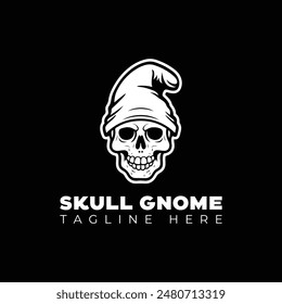 skull with gnome vector logo design template 