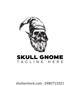 skull with gnome vector logo design template 
