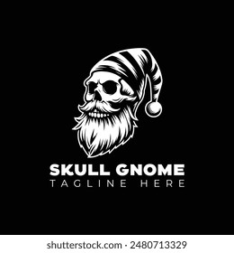 skull with gnome vector logo design template 