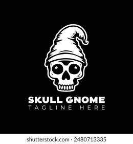 skull with gnome vector logo design template 