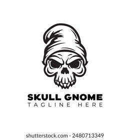 skull with gnome vector logo design template 
