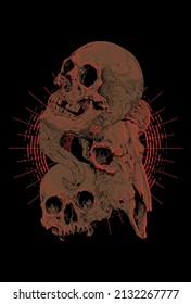 Skull goat and skull detail artwork illustration