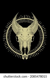 Skull goat and elips artwork illustration