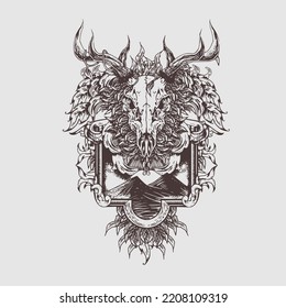 Skull goat illustration vector. Suitable for your design