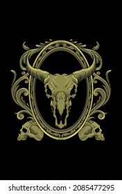 Skull goat and ornament artwork illustration