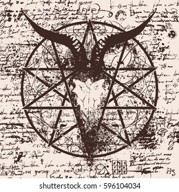 skull of goat and pentagram