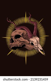 Skull and goat vector illustration
