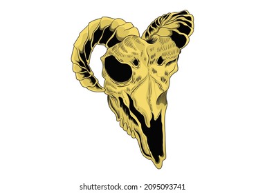 Skull goat vector illustration hand drawing