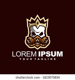 skull gold crown logo design