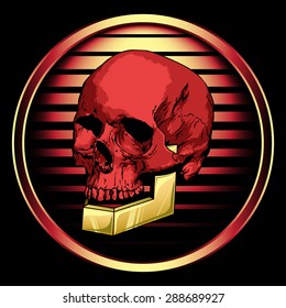 Skull with gold jaw