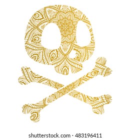 skull with gold mandala pattern
