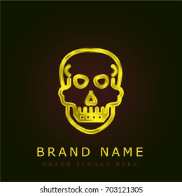Skull golden metallic logo