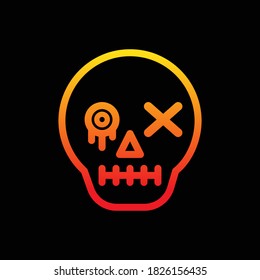 Skull gradient line icon. Cute and scary skull, Halloween party vector design concept