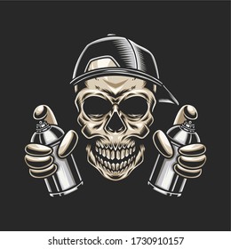 skull graffiti design in vector