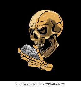 Skull Graphic Design Illustration Rock music poster with label design for t-shirt and greeting card.
