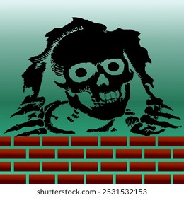 SKULL GRAPHIC DESIGN RED BRICK VETOR