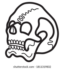diseño gráfico de cráneo ilustración vectorial, icono, dibujo de tatuajes de arte, logotipo, Halloween, dibujo a mano, uso en impresión