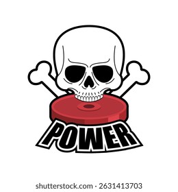 A skull graphic holds dumbbells, representing strength and fitness culture in a striking monochrome style.