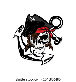 skull graphic pirate cartoon character design object illustration 