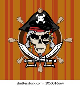 skull graphic pirate cartoon character design object illustration 
