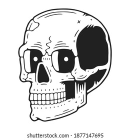 Skull graphic. Retro illustration in a vintage engraving style.