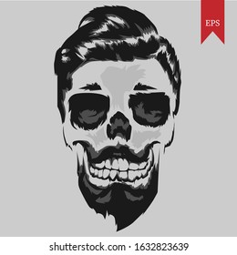 skull graphic vector illustration, can be used as background, web icon, babershop symbol, etc.
