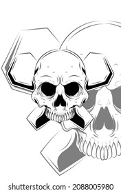 Skull with grave vector illustration