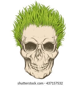 Skull With Green Hair